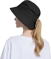 [YAMEE] Bucket Hat with Ponytail Hole for Women Men Waterproof Sun Hat Quick Drying Foldable Fisherman Cap