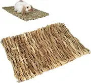 Kisangel Small Nesting Mat 4pcs Hand Woven Hamster Grass Mat Dry Pad for Rabbits Guinea Pigs 28x20cm