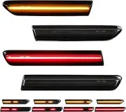 Dynamic Amber Red LED Side Marker Lights for Acura TL 2004 2005 2006 2007 2008 Front Rear Smoked Lens Fender Bumper Sequential Indicator Lamps Assembly, Replace OEM 33850SEPA01