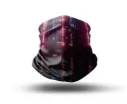 Washable Fabric Face Cover Neck Gaiter Cyberpunk Neon City Design EU Made