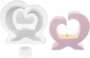 Silicone Candle Molds | 2X Heart Candlestick Mold | Candle Holder Silicone Mold, Festive Candlestick Base Mold, Silicone Mold Art Crafts Tools for Table Ornaments