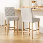 Set of 2 Windsor Tufted Button Bar Stools Beige