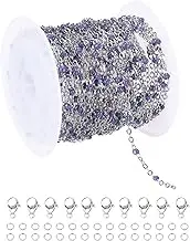 uxcell Stainless Steel Bead Chain, 16.4 Feet/5M Enamel Beaded Jewelry Link Cable Chains Spool Kit for Jewelry Making, Necklace, Bracelets, DIY Crafts (Silver/Purple, Pack of 1)