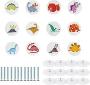 Kitchen Cabinet Knobs Nail Free Animal Shape Wooden Home Round Drawer Knob Dinosaur Pattern Furniture Multifunctional Handle Set 2
