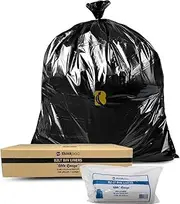 Garbage Bags 82L Carton of 250 - Black Rubbish Bin Liners 95 x 81 cm - 20 um Standard Thickness - Waste Bags for Offices, Commercial Spaces, Household & Cleaning