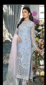 Pakistani Indian Shalwar Kameez Organza With Duppata Bust 42 Asim Jofa