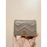 女用二手GUCCI 古馳MARMONT 546580 藕色短夾