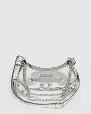 Silver Vanessa Stud Crossbody Bag