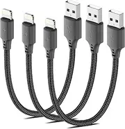 6 inch iPhone Charge Cable Short, 3Pack 0.5ft USB to Lightning Cable [MFi Certified] Braided Short Charger Cord Fast Charging for iPhone 14 13 12 11 Pro Max Mini 8 7 Plus XS XR SE iPad Air Carplay