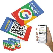 Reusable Review Tap Card for Google Reviews - 10-Cards Pack - QR & Tap NFC Review Card - Review Us on Google Tap Card - iPhone & Android - Boost my Reviews Card - Set Up at Home | by MESSAGENES…