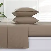 Tribeca Living Flannel Extra Deep Pocket Sheet Set with Oversized Flat, 100% Cotton, Super Soft, Warm, Cozy Bed Sheet, Queen Camel 170TRFLSS1