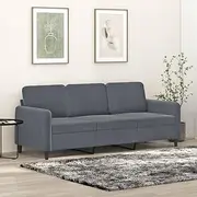 Dark Grey Velvet Sofa, 3-Seater Couch for Living Room | 180 cm Sofa Bed, Modular Furniture, Concept Couches for Small Spaces