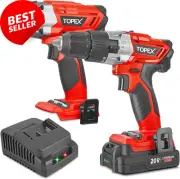 20V Cordless Combo Kit Hammer Drill & Impact Driver W/Fast Charger