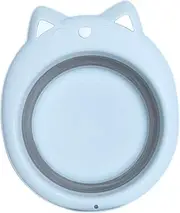 DOITOOL 1pc Collapsible Sink Tub for Baby Adorable Cat Shape Folding Wash Basin in Sky-Blue Pp Material