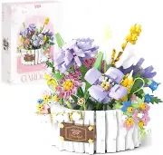 Flower Bouquet Building Set, Flowers Basket Building Blocks (1466 pcs)