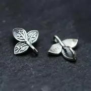 925 Sterling Silver Leaves Pinch Bail Slider Pendant Connector Findings A2637