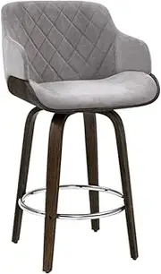 [Artiss] Bar Stools Stool Swivel Kitchen Counter Barstools Dining Chair Chairs Grey Velvet Fabric in 70cm Seat Height Floor Set for Home Dining Room Cafe Outdoor Indoor