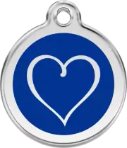 Red Dingo Enamel Tribal Heart Tag - Dark Blue - Lifetime Guarantee - Cat, Dog, P