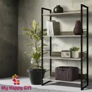 Artiss Bookshelf Metal Bookcase Timber Bookshelves Wood Display Shelf Storage