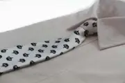 Kids Boys Black & White Patterned Elastic Neck Tie - Crown