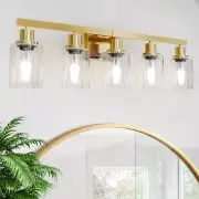 5 Light Bathroom Vanity Light Bathroom Light Fixtures, 31" Modern 5-Light Gold