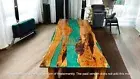 Green Epoxy Resin Top Dining Table Live Edge Wooden Cafeteria Moder Home Decors