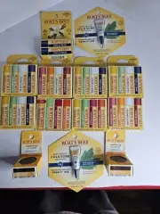 Huge Lot Of Burts Bees Product Lip Balm, Cold Sore Treatments, Lip Scrub All New