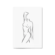 Posed Nude Female Body Minimal Drawing Wall Art #2