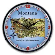 Montana Supports the 2nd Amendment, Lighted Backlit LED Clock