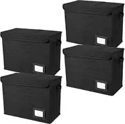 4 Pack Comic Book Storage Box, Comic Book Box with Label Window, Collapsible And Stackable Holds 160-180 Comic Book Organizer, Moistureproof Heavy Duty Bin Container Holder Shelf.