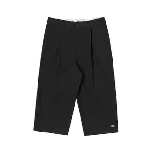 【Dickies】男款黑色打摺設計寬鬆直筒休閒七分褲｜DK011581BLK