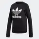 Adidas TREFOIL CREWNECK 女裝 上衣 長袖 大學T 休閒 純棉 黑【運動世界】DV2612