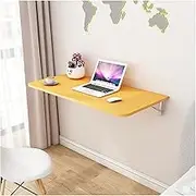 Wall Mounted Folding Workbench Drop Leaf Table Desk Pine Wood Study Table Collapsible Bar Tables Yellow 35x80cm