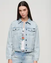 Embroidered Denim Trucker Jacket | Echo Light Vintage