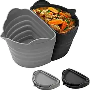 Reusable Silicone Slow Cooker Liners - Foldable Pot Dividers Leakproof/BPA Free/Dishwasher Safe/Slow Cooker Accessories for Most 6 Quart Crock Pot (Black+Grey)