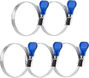 POWERTEC 70332 3 Inch Key Hose Clamp, Thumb Screw Key Adjustable Stainless Steel Hose Clamps for Dust Collection, Dust Collector and Dryer Vent Hose, Pipe Clamp, RV Clamp, Worm Gear Clamp, 5 pack