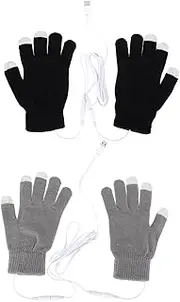 2 Pairs USB Heated Gloves Precise Gloves Women Rechargeable Warmers Hands Portable Gloves Liners Warming Glives Heater Touchscreen Winter Gloves Warm Gloves for Men