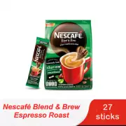 Nescafe Blend & Brew 3in1 Instant Coffee Mixed Espresso Roast, 27 sticks