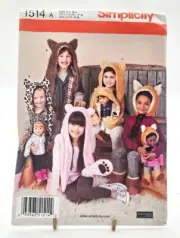 Pattern Kids Animal Hats and Matching Doll Hats Size 19-21 in Simplicity 1514