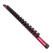 ABN Red Aluminum SAE 1/2" Inch Drive Socket Organizer Tool Holder Rail & Clips