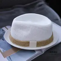 在飛比找樂天市場購物網優惠-夏季白色紳士小禮帽男士英倫防曬休閒遮陽帽大碼大頭圍草帽