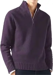 Men's Sweater 2024 Trendy Long Sleeve Quarter Zip Pullover Loose Fit Solid Color Fall Winter Polo Sweatshirts