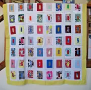 Bright Tiles Handmade Patchwork U Finish Quilt Top, 55" x 54"