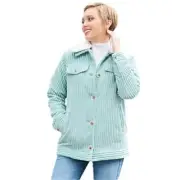Koolaburra by UGG Women's Mint Green Corduroy Shacket Removable Fur Collar 1X