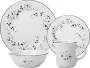 Pfaltzgraff 5072007 Winterberry Holiday 16 Piece Dinnerware Set, Service for 4, White
