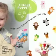 Finger Puppet Set (20-Piece), 6 Family Member and 14 Animal Finger Puppets Plush