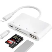 4in1 For iPhone 12 11 Pro to USB Camera Memory SD Card Reader 8PIN Jack Adapter