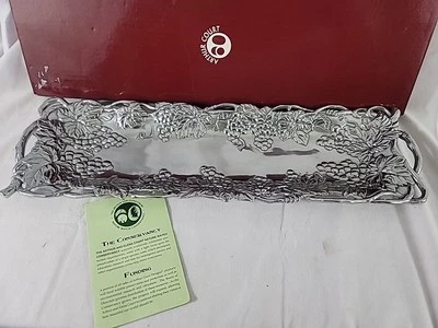 Vtg ARTHUR COURT Aluminum Grape Vine Reticulated Serving Tray 1995 19"X6" -FR SH