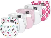 Kushies Baby All-in-One Form-Fitted Washable Cloth Diapers, Adjustable, Reusable, 5 Pack (Girls)