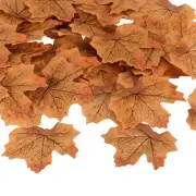500pcs Artificial Leaves Fall Maple Autumn Fake Leaf Decoration, Coffee Yellow